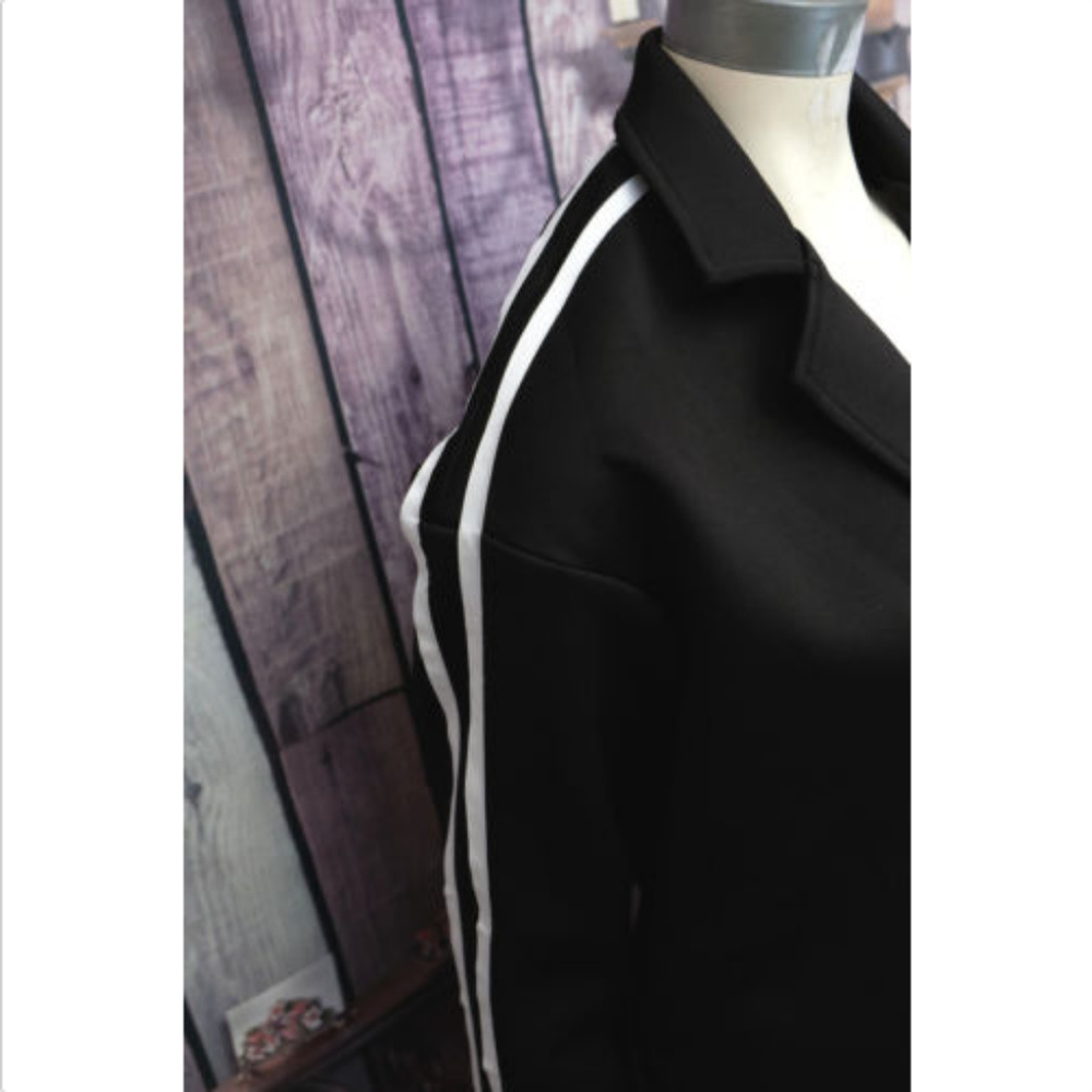 Black Single Button Poly & Spandex Open Front Love - image 4